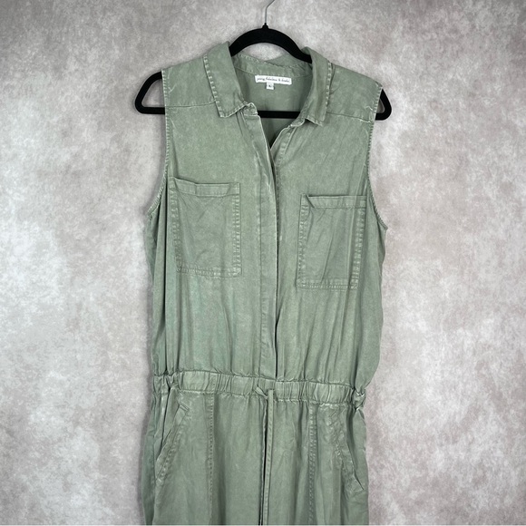 Young Fabulous & Broke Sleeveless Utility Jumpsuit Washed Green Size L - Picture 4 of 11
